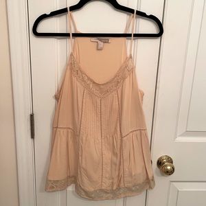 Creamy Peach Camisole Tank with Lace Details